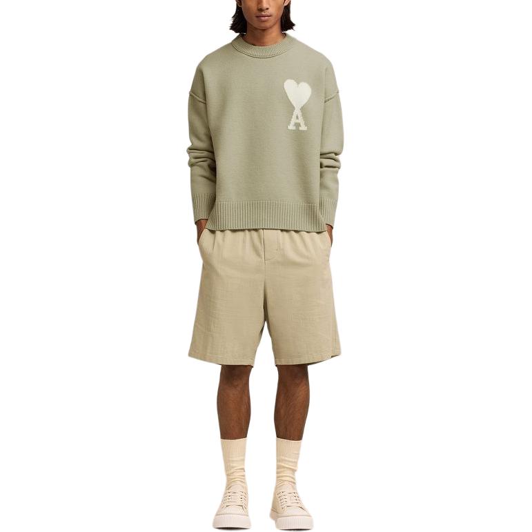 Lookbook Ami Paris AMIPARIS SS24 綠色愛心刺繡美麗諾羊毛男女款毛衣 UKS006018-319