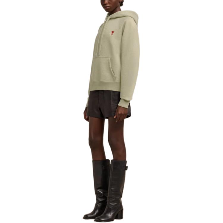 Ami Paris AMIPARIS SS24 Green Heart Embroidery Cotton Hoodie Unisex. USW205747-366 圖 6