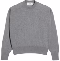 Ami Paris AMIPARIS SS24 Heart Patch Crewneck Sweater Unisex Smoke Grey UKS042KN0039-055 Ami Paris AMIPARIS SS24 Heart Patch Crewneck Sweater Unisex Smoke Grey UKS042KN0039-055
