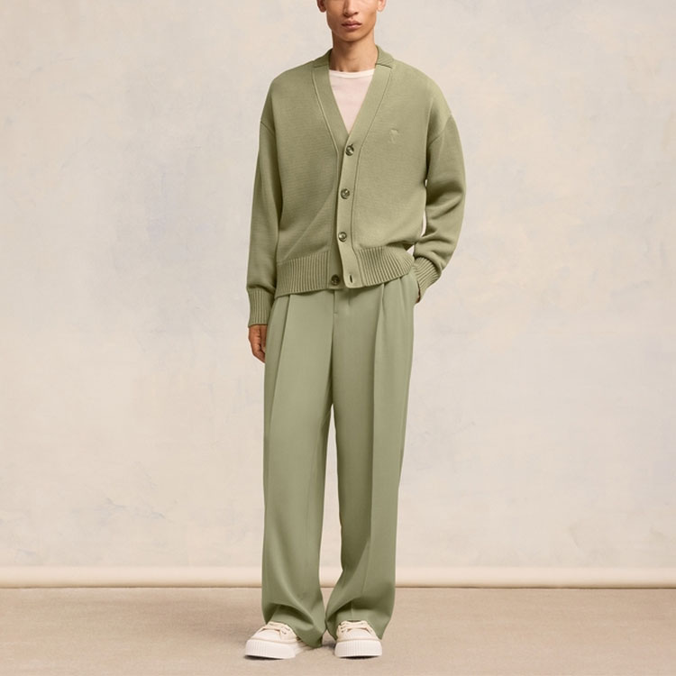Ami Paris AMIPARIS SS24 Heart Series Unisex Olive Green Knit Cardigan Sweater. UKC028016 圖 4