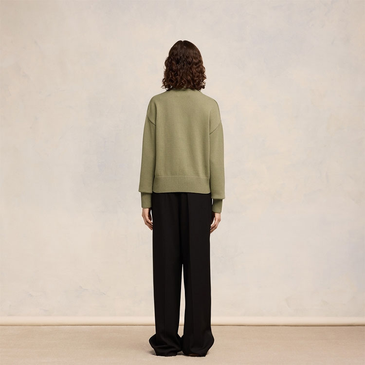 Ami Paris AMIPARIS SS24 Heart Series Unisex Olive Green Knit Cardigan Sweater. UKC028016 圖 5