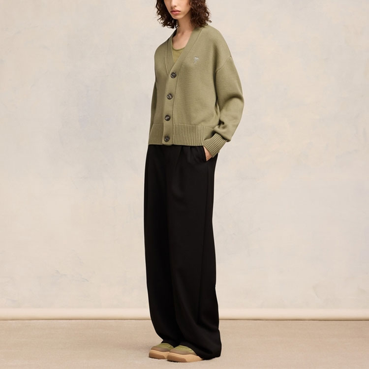 Ami Paris AMIPARIS SS24 Heart Series Unisex Olive Green Knit Cardigan Sweater. UKC028016 圖 7