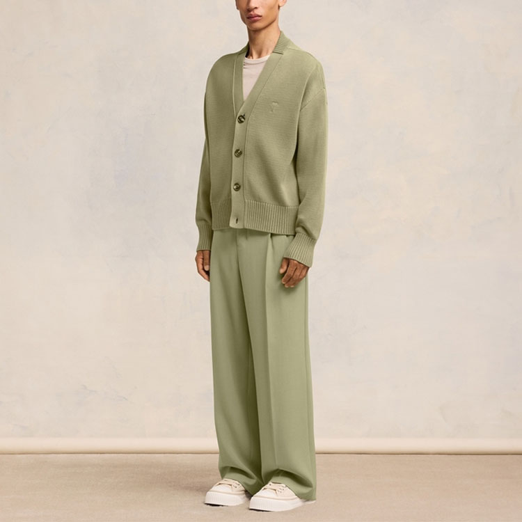 Ami Paris AMIPARIS SS24 Heart Series Unisex Olive Green Knit Cardigan Sweater. UKC028016 圖 8