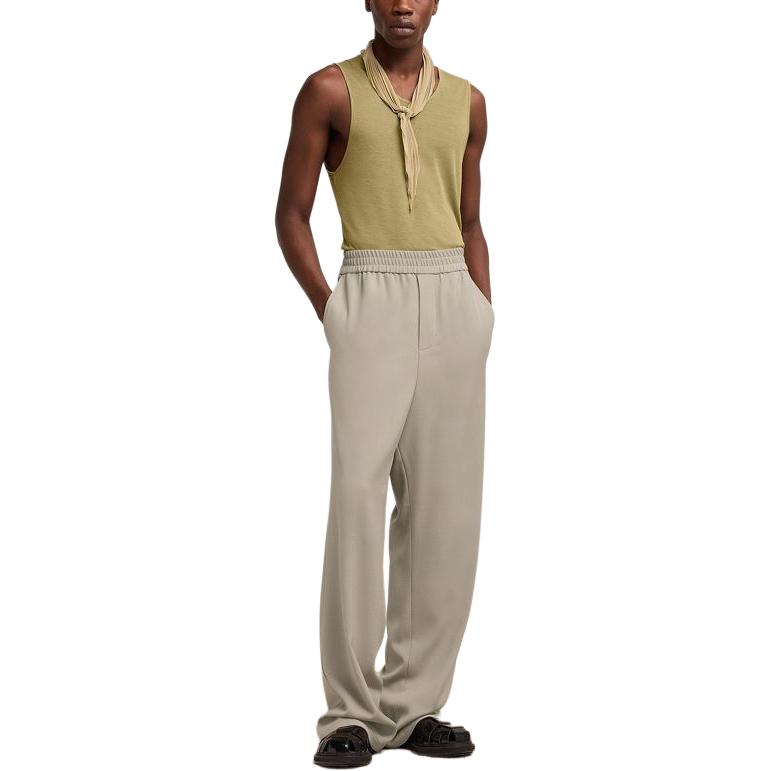 Lookbook Ami Paris AMIPARIS SS24 Seluar Lurus Santai Lelaki Pinggang Tinggi Kelabu Coklat. HTR211VI0007-2811