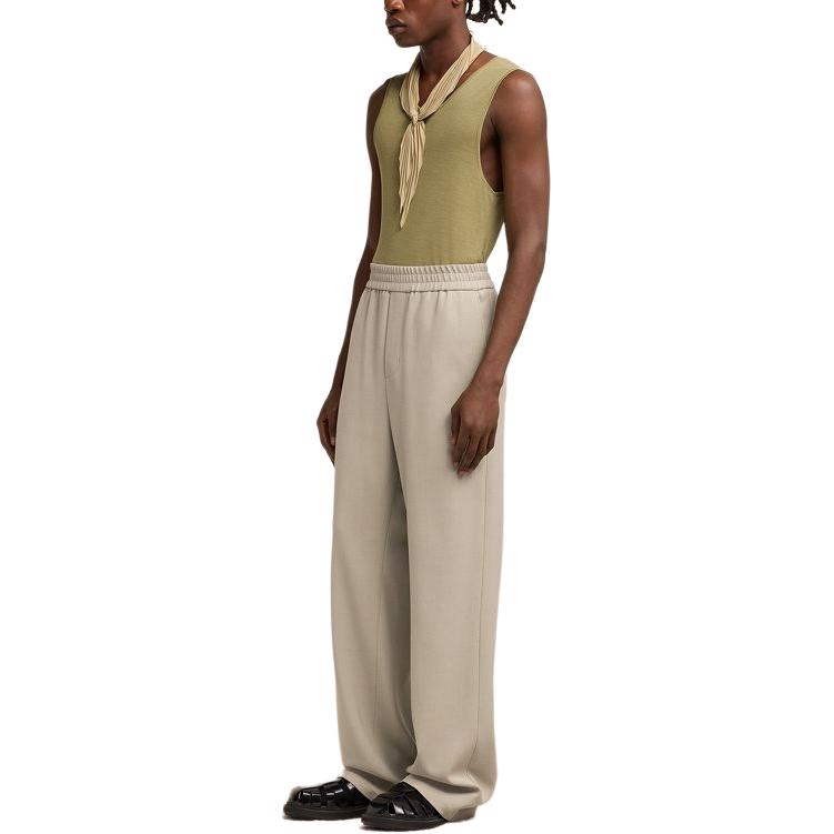 Shop Ami Paris AMIPARIS SS24 Seluar Lurus Santai Lelaki Pinggang Tinggi Kelabu Coklat. HTR211VI0007-2811