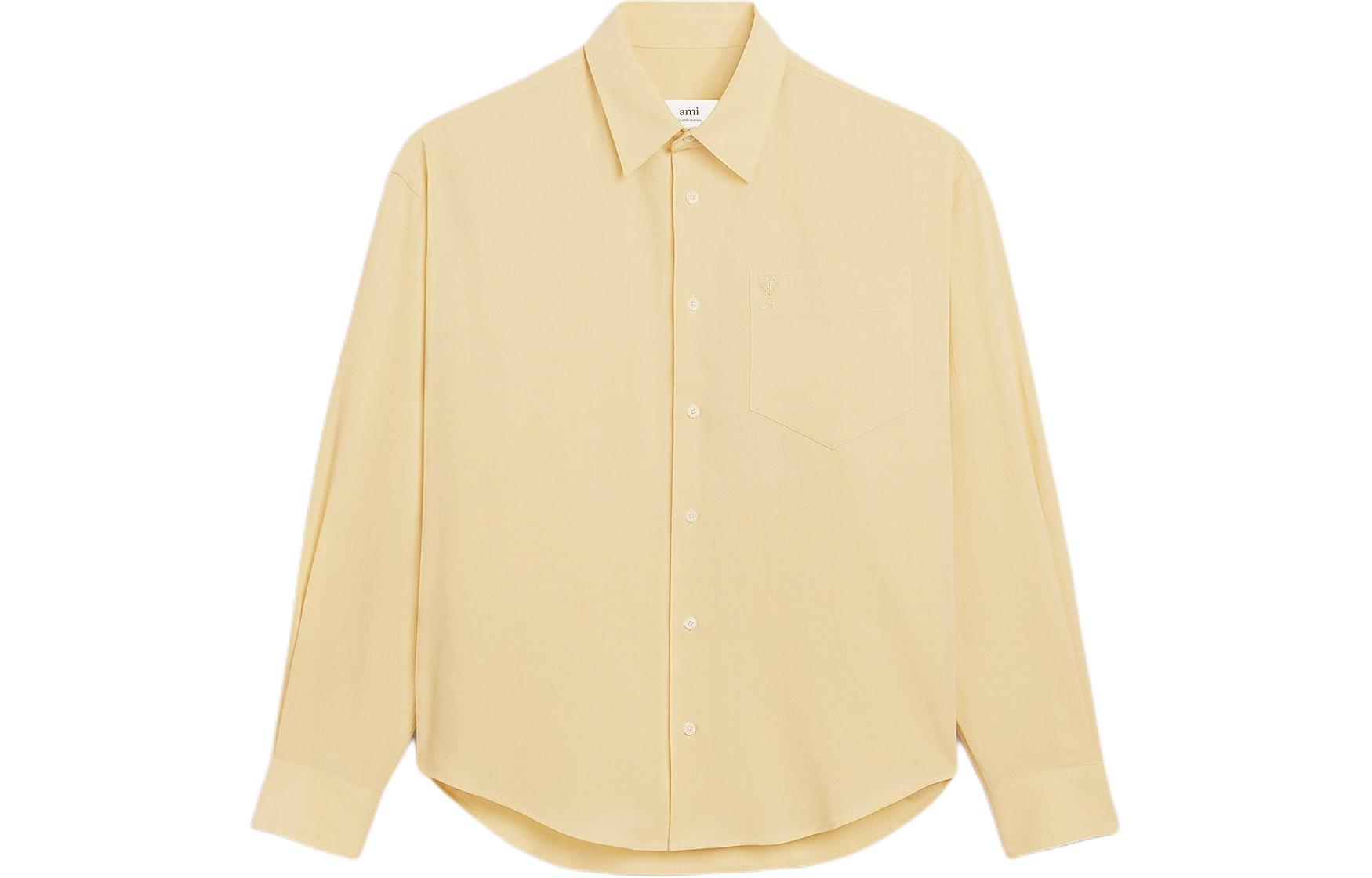 Ami Paris AMIPARIS SS24 Oversized Cream Long Sleeve Shirt Unisex USH140CO0062-721