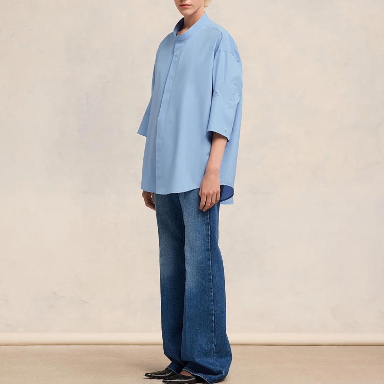 Purchase Ami Paris Baju Oversaiz Lengan 3/4 Uniseks Warna Biru SS24. USH218CO0063-484