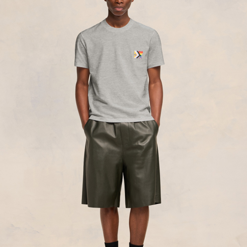 Ami Paris AMIPARIS SS24 Rainbow Heart Unisex Oversized Grey T-Shirt. SPUTS019724-0951 圖 3