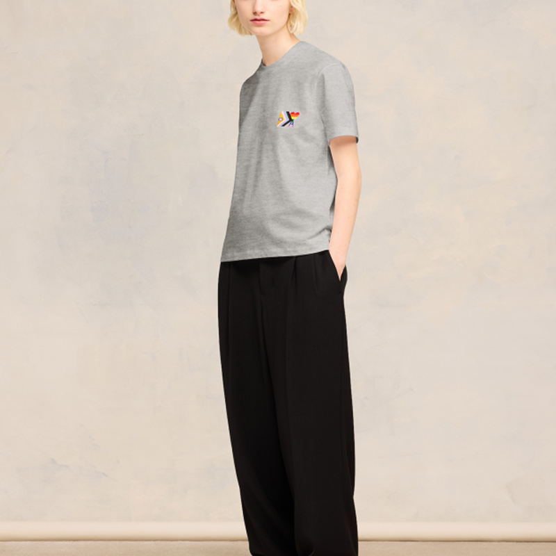 Ami Paris AMIPARIS SS24 Rainbow Heart Unisex Oversized Grey T-Shirt. SPUTS019724-0951 圖 7