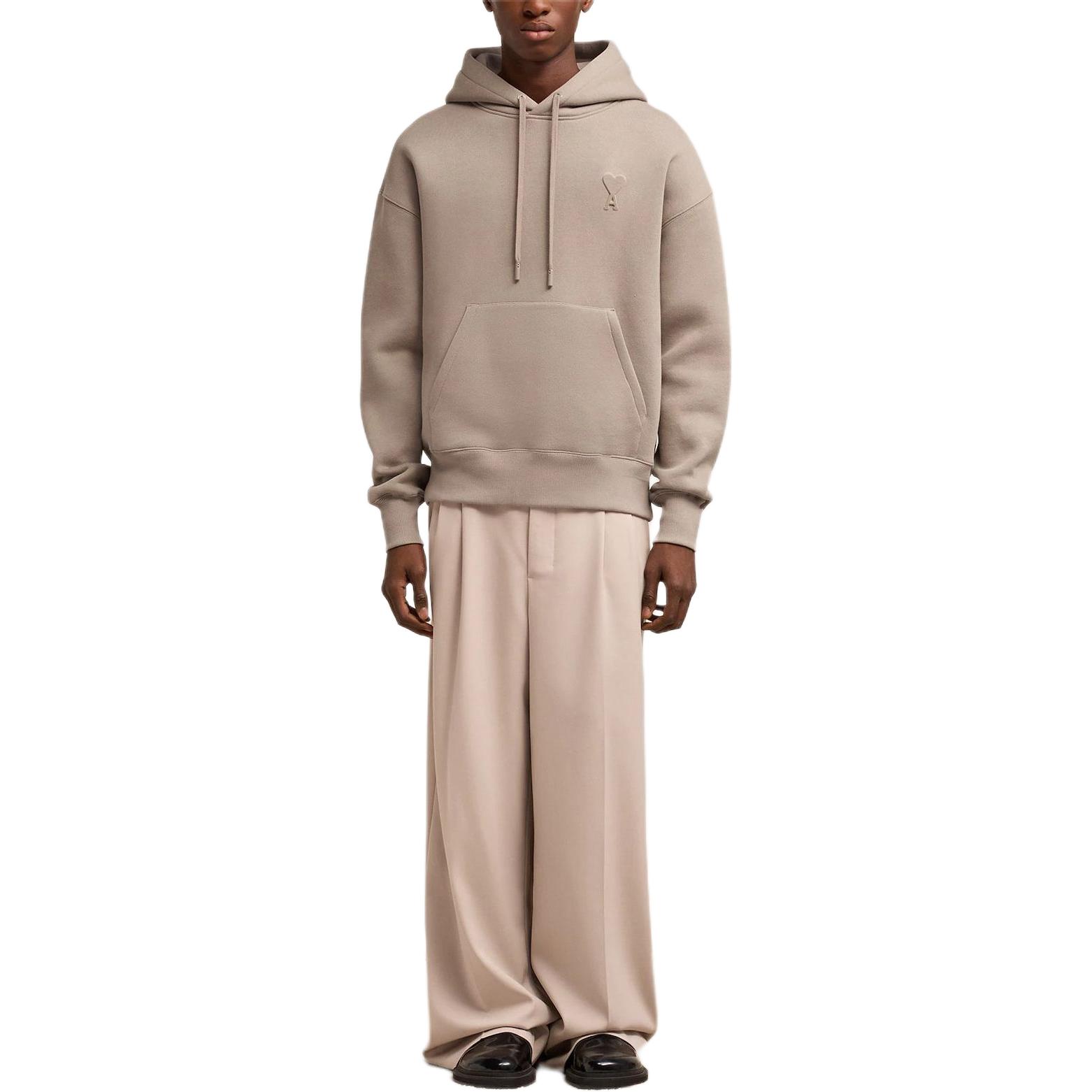 Ami Paris AMIPARIS SS24 Raised Heart Beige Hoodie Unisex Casual Zipper Design. USW2257492-811 圖 3