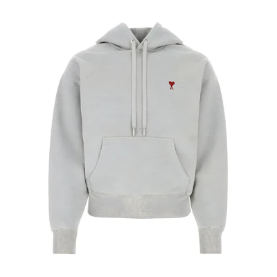 Ami Paris AMIPARIS SS24 Red Heart Print Unisex Hoodie Light Grey. BFUSW205747-0951
