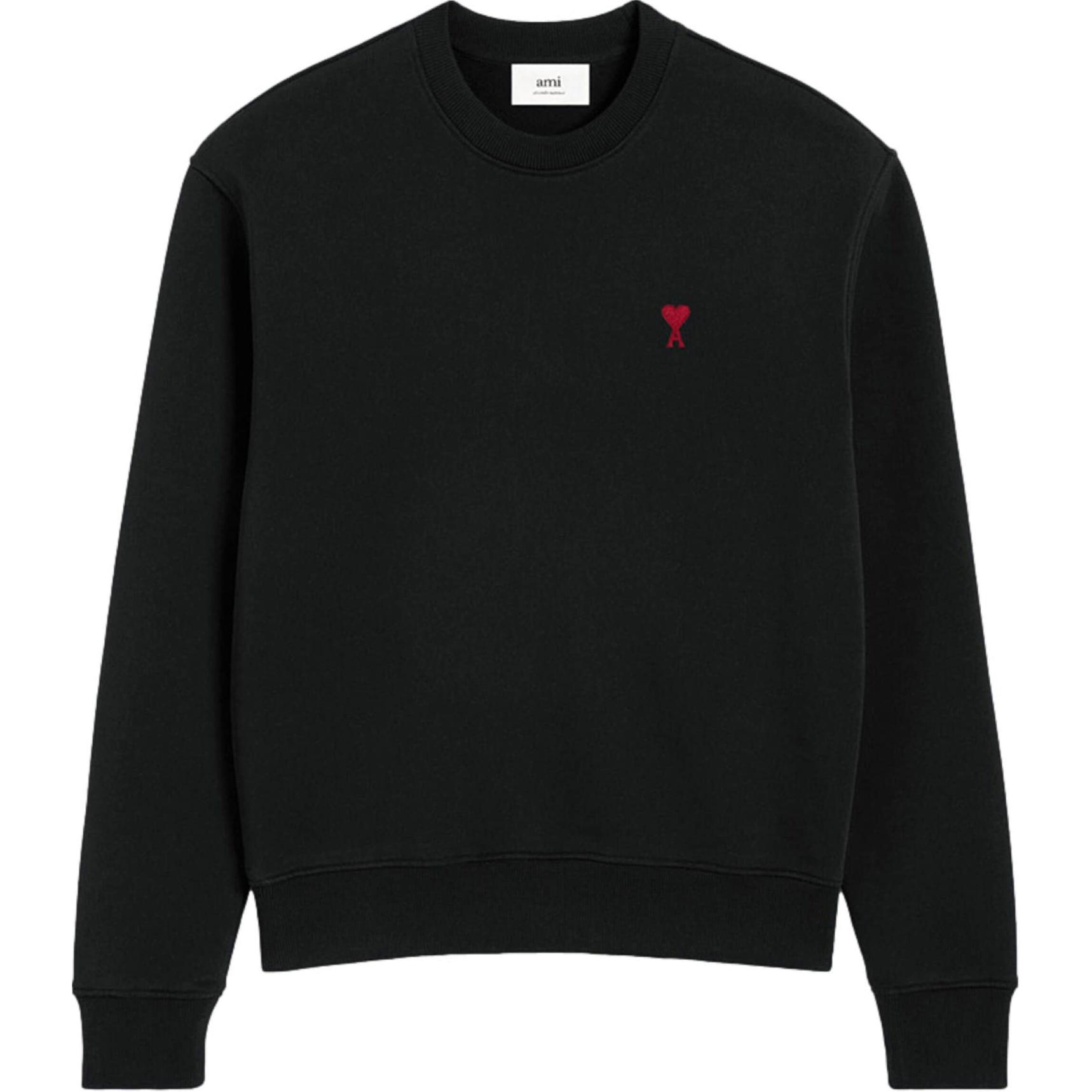 Ami Paris AMIPARIS SS24 Unisex Black Cotton Crewneck Pullover Sweatshirt Long Sleeve. BFUSW035730-BLACK