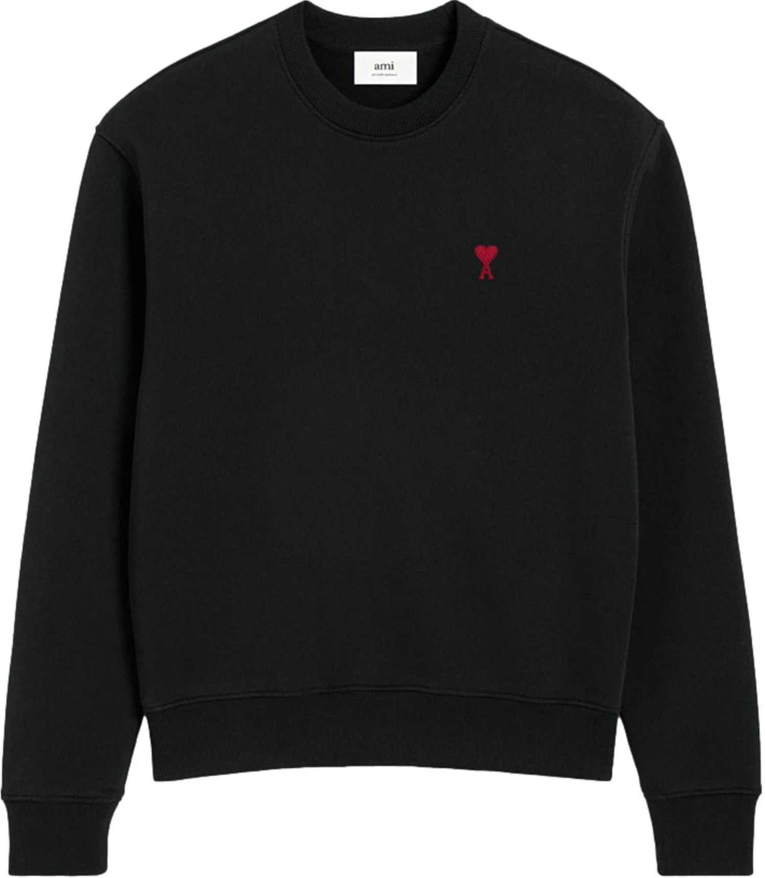 ami-paris-amiparis-ss-24-unisex-black-cotton-crewneck-pullover-sweatshirt-long-sleeve-bfusw-035730-black