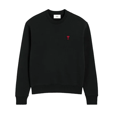 Ami Paris AMIPARIS SS24 Unisex Black Cotton Crewneck Pullover Sweatshirt Long Sleeve. BFUSW035730-BLACK