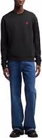 Shop Ami Paris AMIPARIS SS24 Unisex Black Cotton Crewneck Pullover Sweatshirt Long Sleeve. BFUSW035730-BLACK