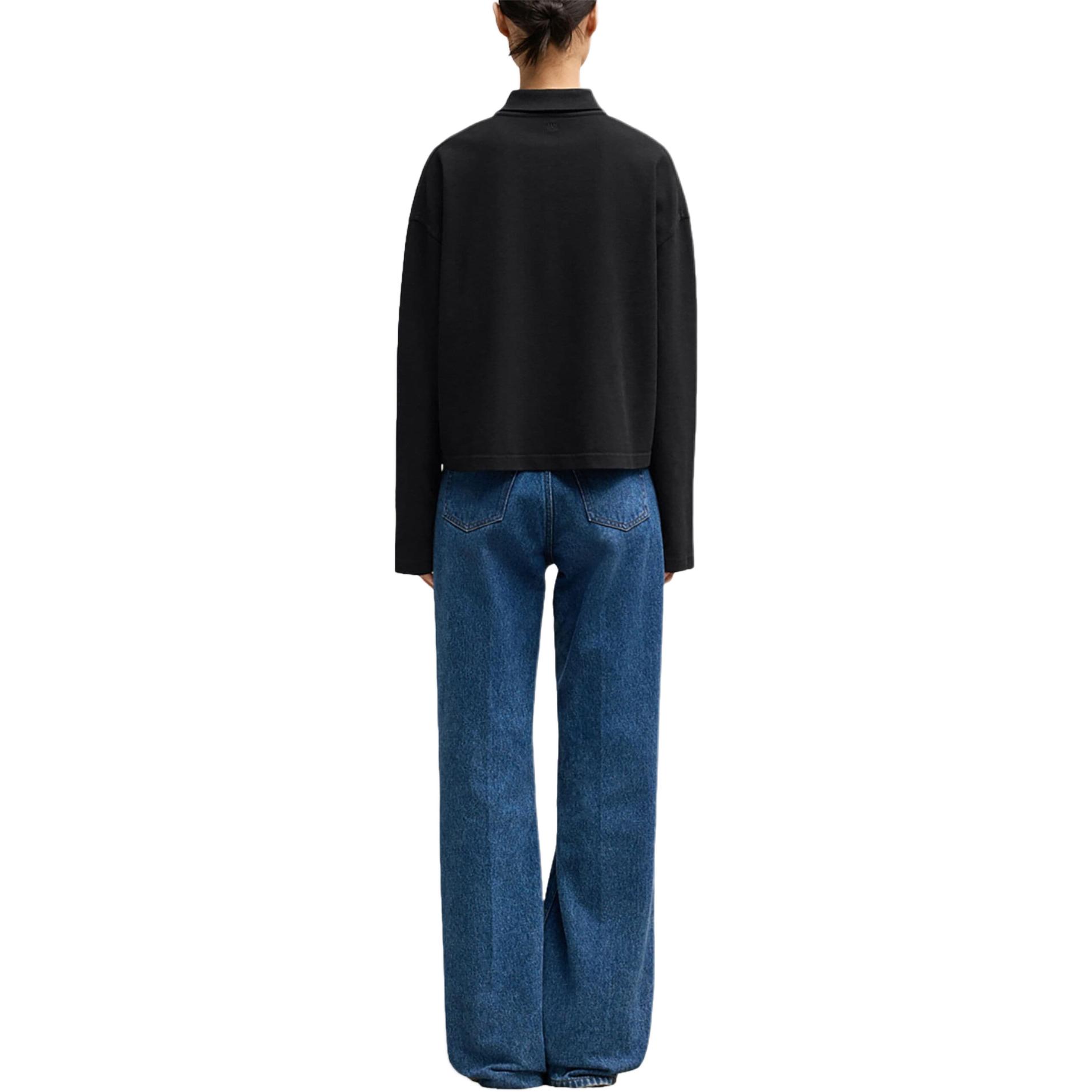 Lookbook Ami Paris AMIPARIS SS24 Unisex Baju Polo Lengan Panjang Hitam Butang UPL340JE0092-BLACK