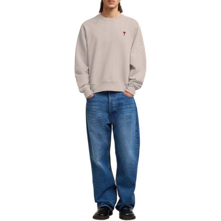 Ami Paris AMIPARIS SS24 Unisex Cream Heart Embroidered Cotton Oversized Sweatshirt USW005747-2712 圖 3