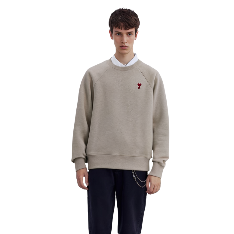 Ami Paris AMIPARIS SS24 Unisex Cream Heart Embroidered Cotton Oversized Sweatshirt USW005747-2712 圖 6