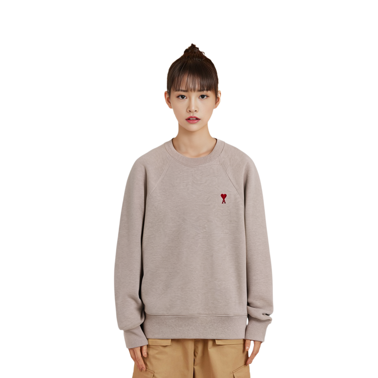 Ami Paris AMIPARIS SS24 Unisex Cream Heart Embroidered Cotton Oversized Sweatshirt USW005747-2712 圖 7