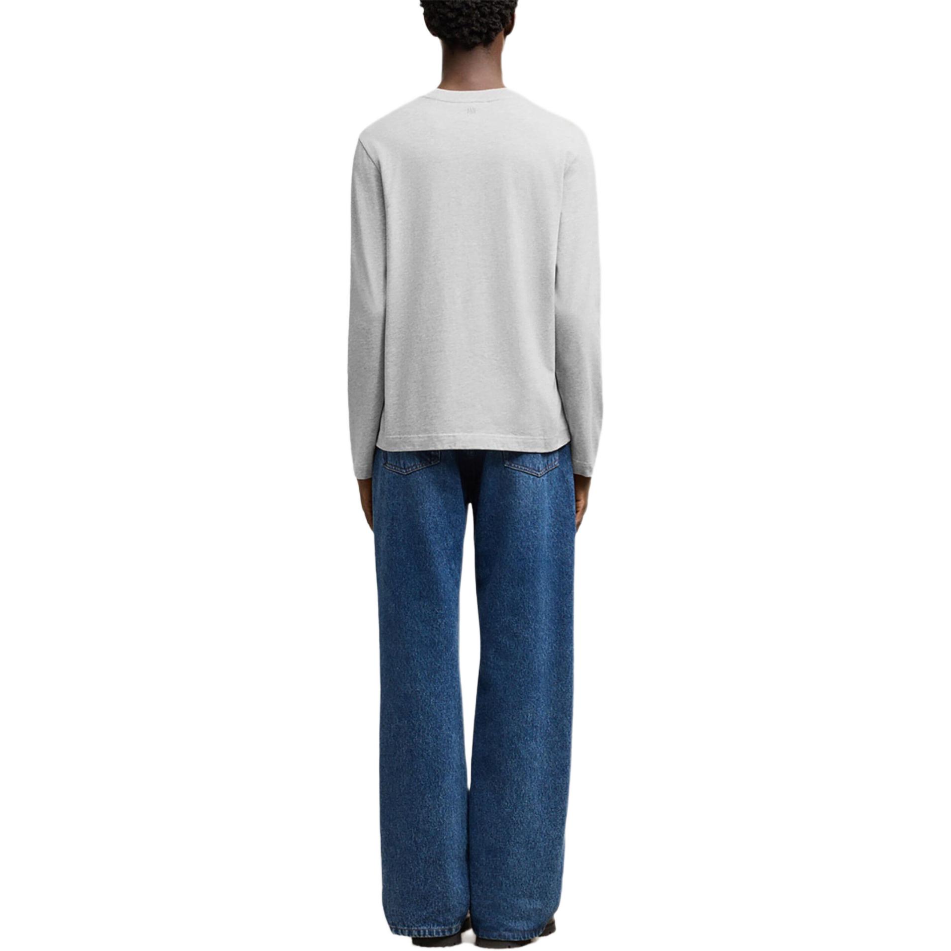 Shop Ami Paris AMIPARIS SS24 男女灰色长袖宽松棉质圆领T恤 BFUTS235724-GREY