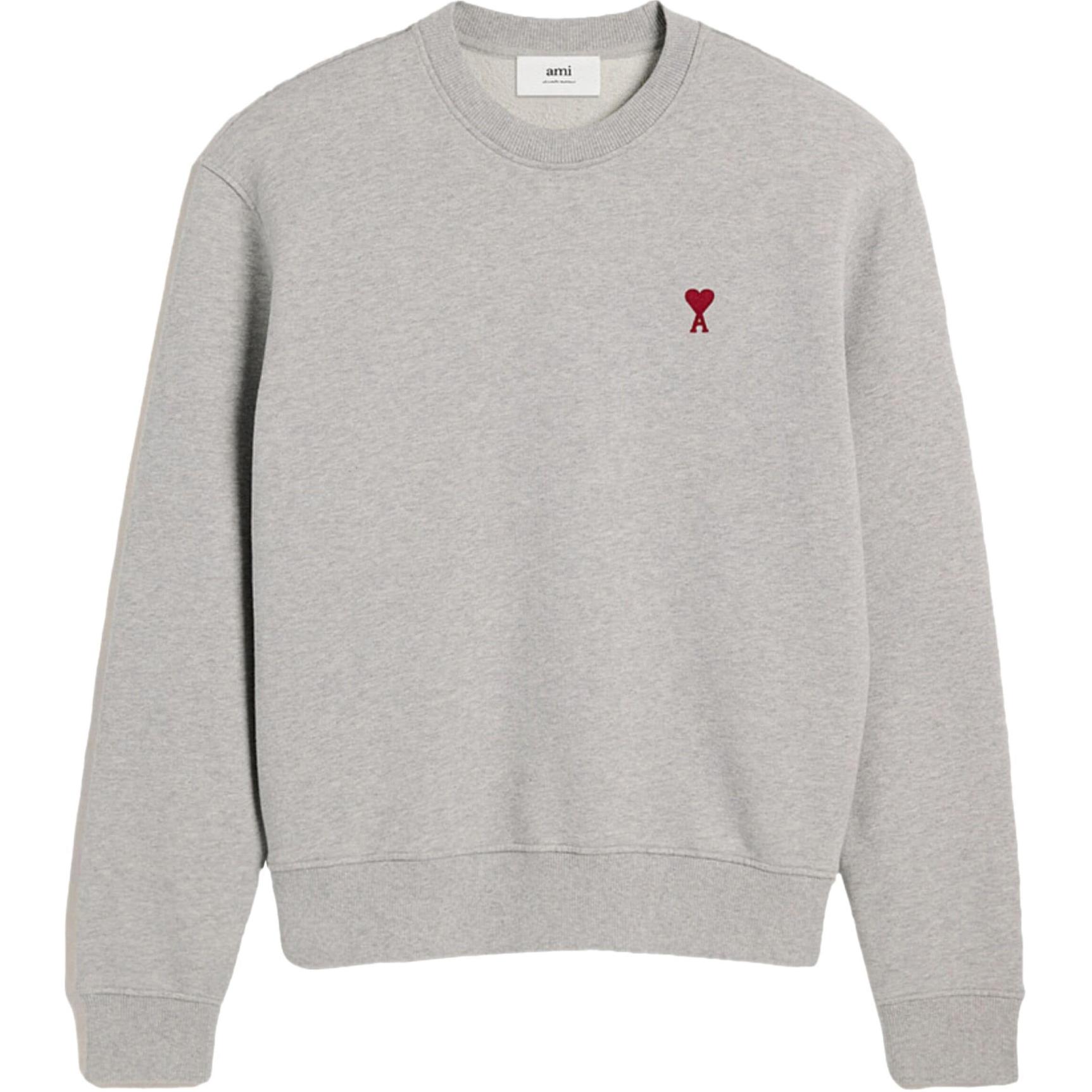 Ami Paris AMIPARIS SS24 Unisex Grey Crewneck Cotton Long Sleeve Sweatshirt. BFUSW035730-GREY