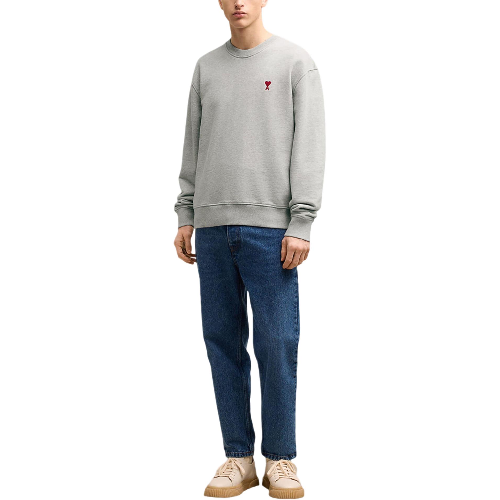 Ami Paris AMIPARIS SS24 Unisex Grey Crewneck Cotton Long Sleeve Sweatshirt. BFUSW035730-GREY 圖 3