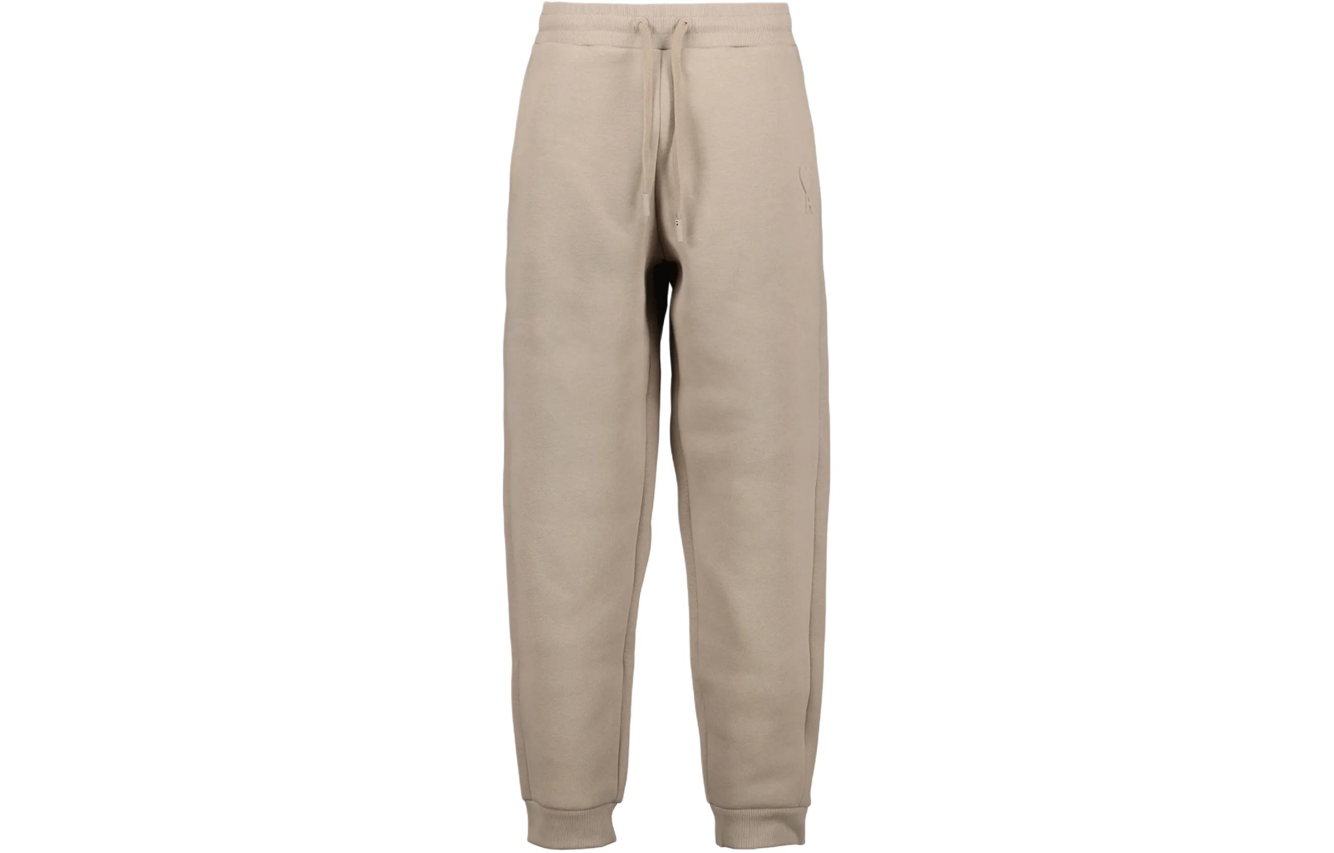 Ami Paris AMIPARIS SS24 Unisex Heart Logo Fleece Drawstring Sweatpants - Light Gray Beige UTR2257492-811