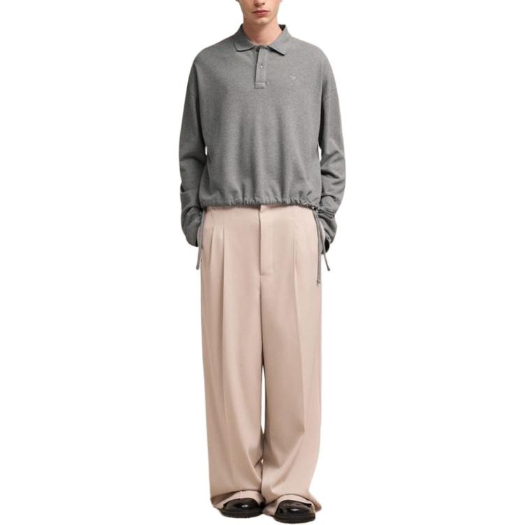 Shop Ami Paris AMIPARIS SS24 Baju Polo Lengan Panjang Corak Hati Kelabu Unisex UPL326760-055