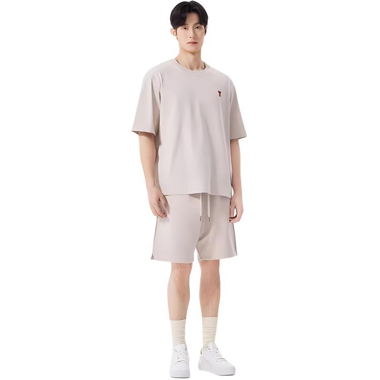 Shop Ami Paris AMIPARIS SS24 Unisex Shorts Casual con Cordón Beige Crema. USO635747-2712