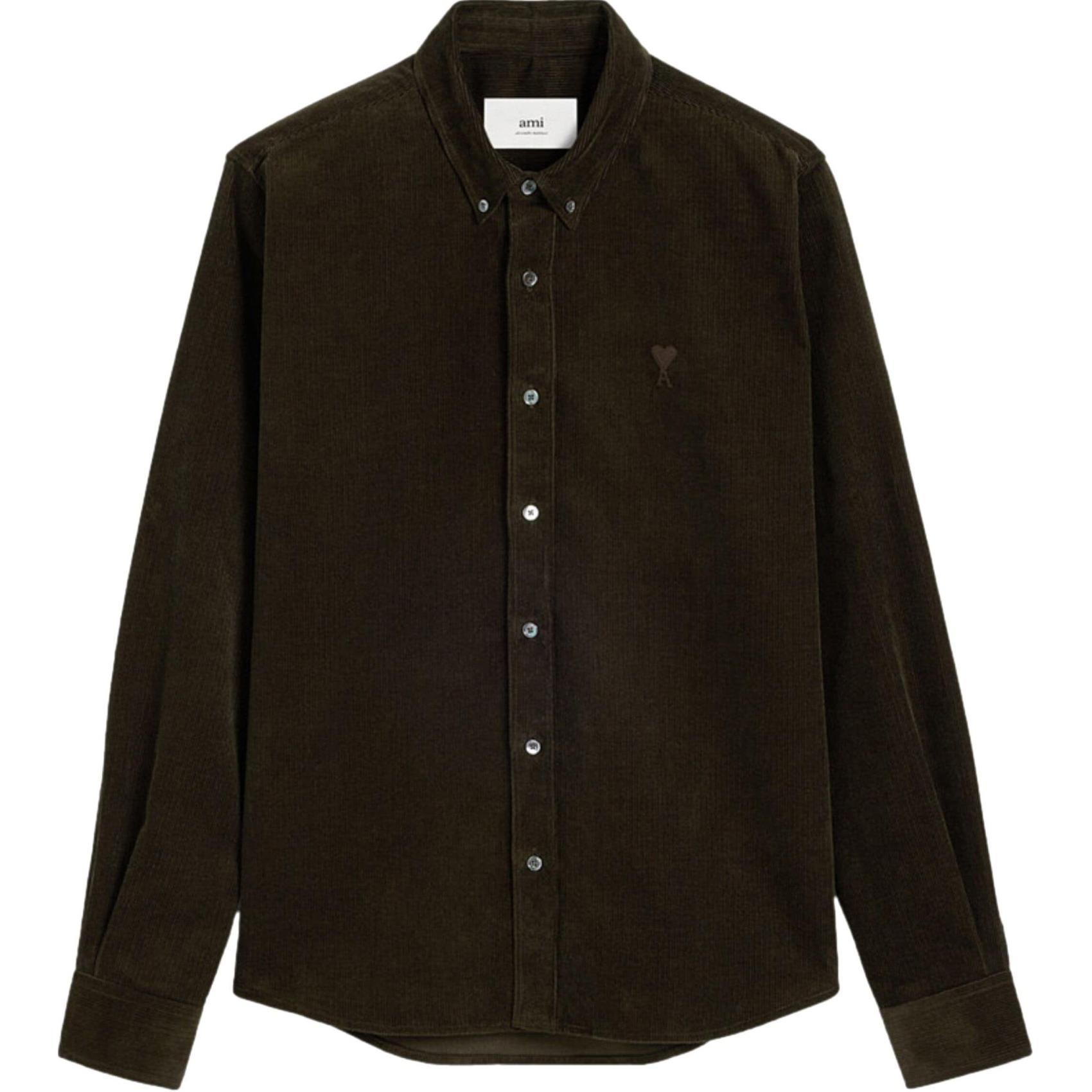 Ami Paris AMIPARIS SS24 Unisex Relaxed Fit Cotton Long Sleeve Shirt Brown USH060CO0089-BROWN