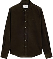 Ami Paris AMIPARIS SS24 Unisex Relaxed Fit Cotton Long Sleeve Shirt Brown USH060CO0089-BROWN Ami Paris AMIPARIS SS24 Unisex Relaxed Fit Cotton Long Sleeve Shirt Brown USH060CO0089-BROWN