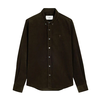 Ami Paris AMIPARIS SS24 Unisex Relaxed Fit Cotton Long Sleeve Shirt Brown USH060CO0089-BROWN