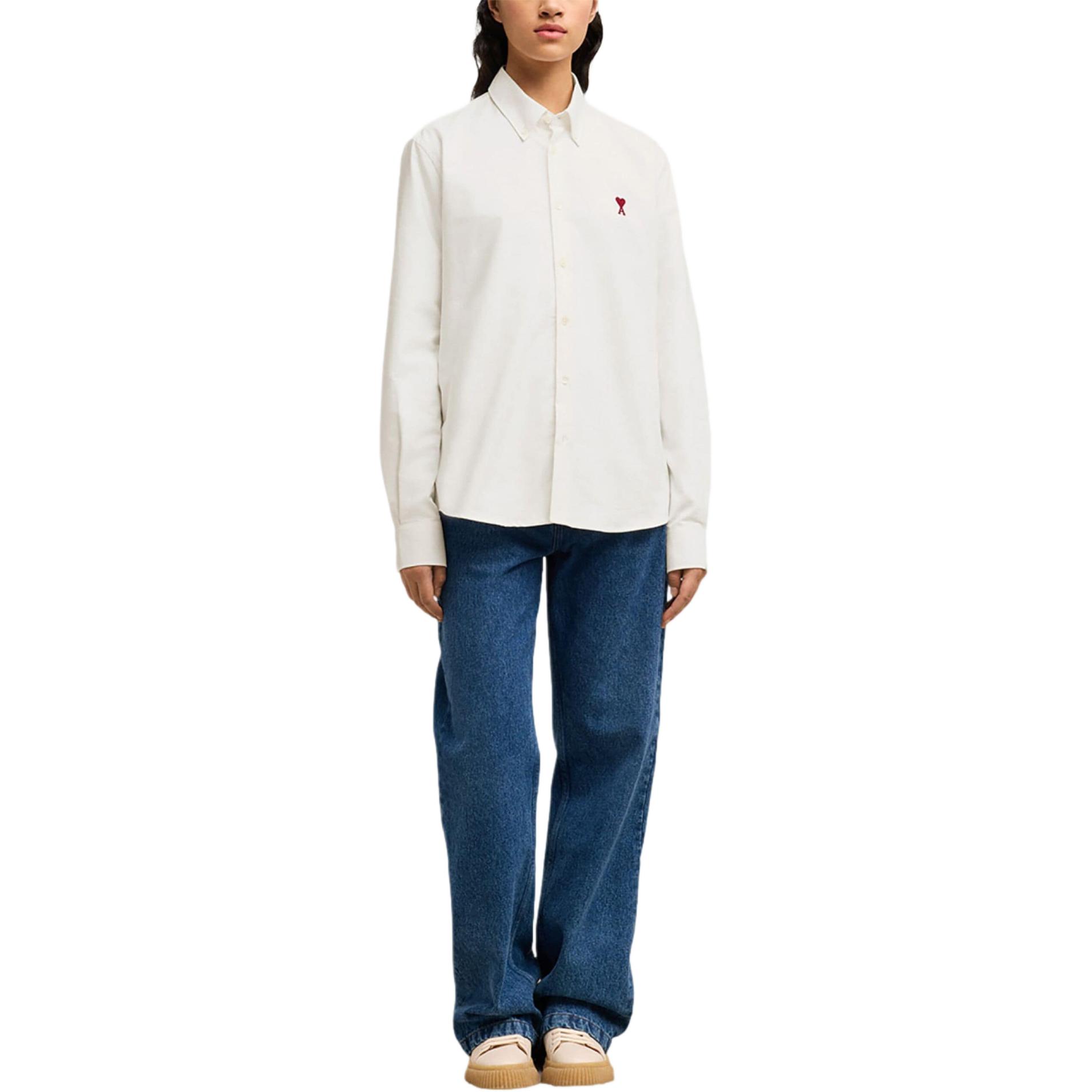 Ami Paris AMIPARIS SS24 Unisex White Long Sleeve Loose Fit Casual Shirt. BFUSH063CO0031-WHITE 圖 3