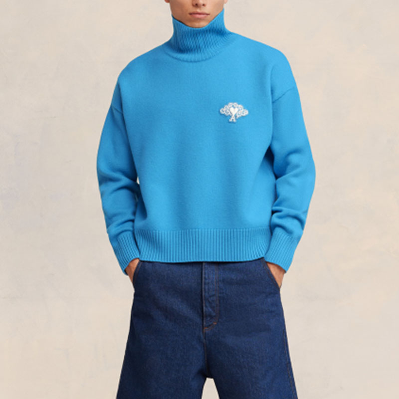 Ami Paris AMIPARIS SS24 Year of the Dragon Capsule High Neck Sweater Unisex Blue. SPUKS419018-116 圖 4