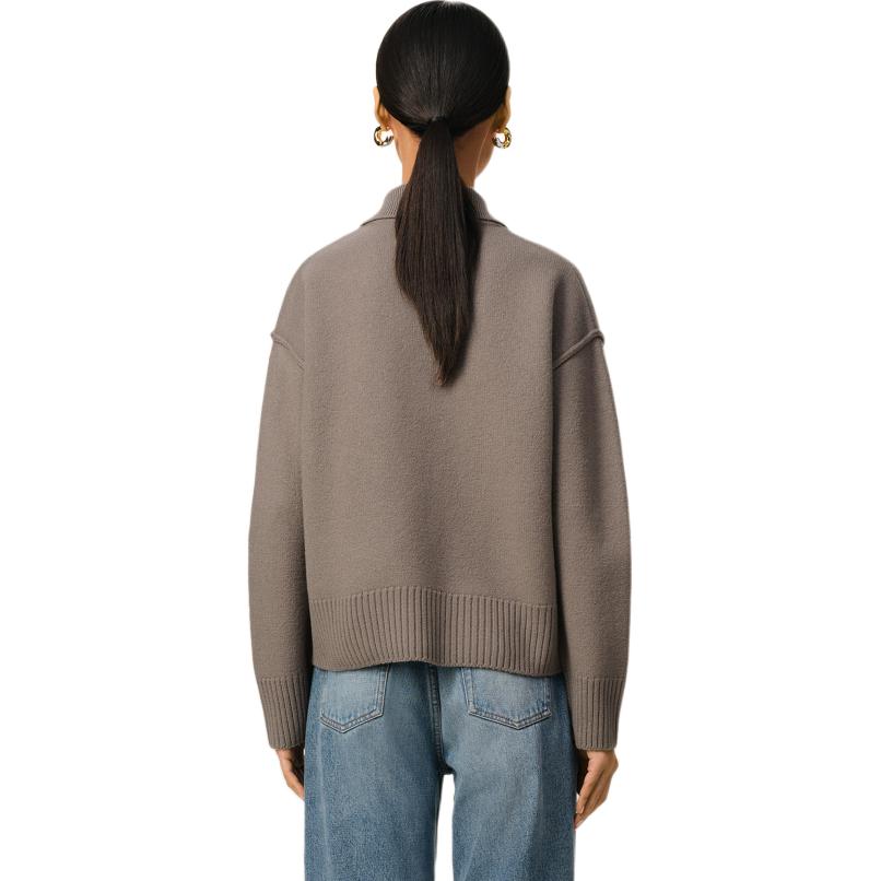 Ami Paris AMIPARIS SS25 Heart Pattern Wool Knit Polo Sweater Unisex Light Gray. UPL390KN0090-0957 圖 6