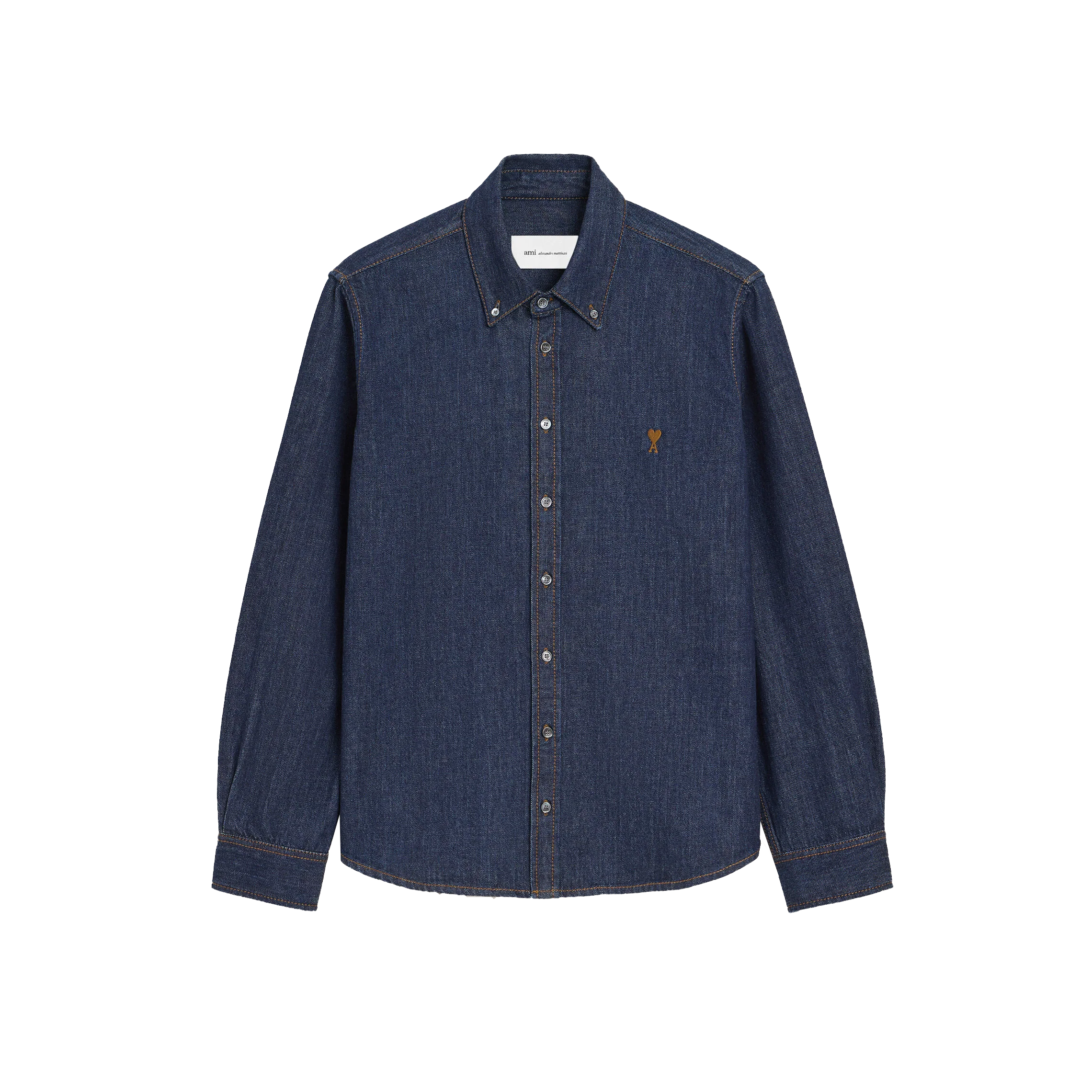 AMI PARIS AMIPARIS SS26 Unisex Denim Shirt with Embroidered Logo and Button Details. USH786DE0123