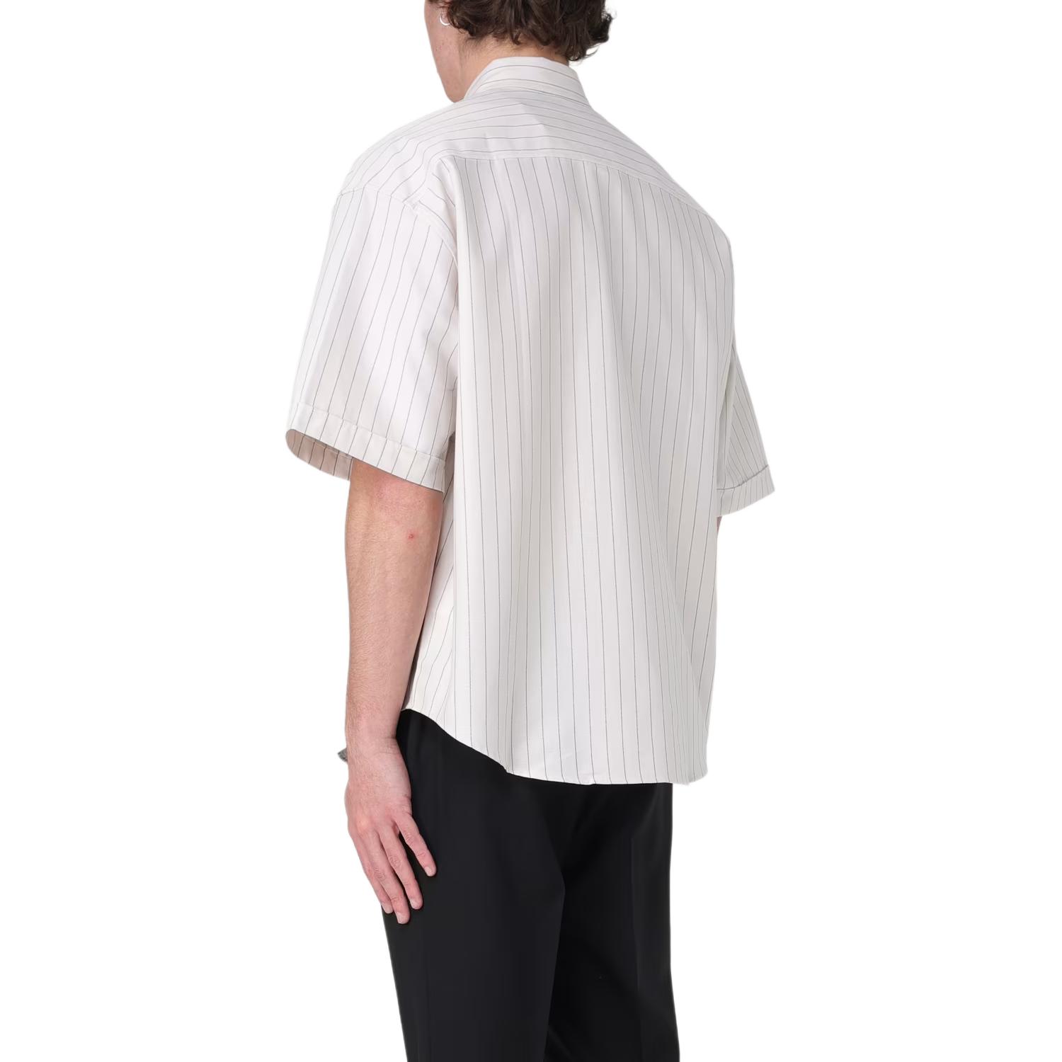 Ami Paris AMIPARIS Striped Embroidered Short Sleeve Button-Up Shirt Unisex White. HSH230CO0067-194 圖 3