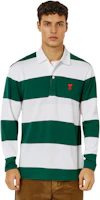 Sizing Ami Paris AMIPARIS 條紋長袖棉質針織Polo衫 白綠色 秋款 A21HJ21175-301