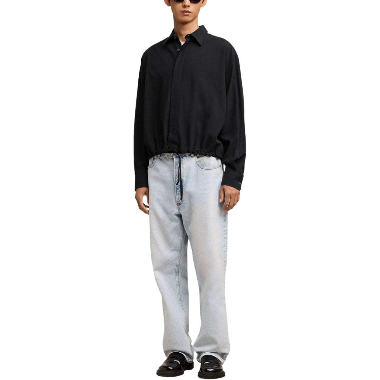 Ami Paris AMIPARIS Unisex Black Long-Sleeve Shirt with Buckle Cuffs. E24USH106CO0062-001 圖 5