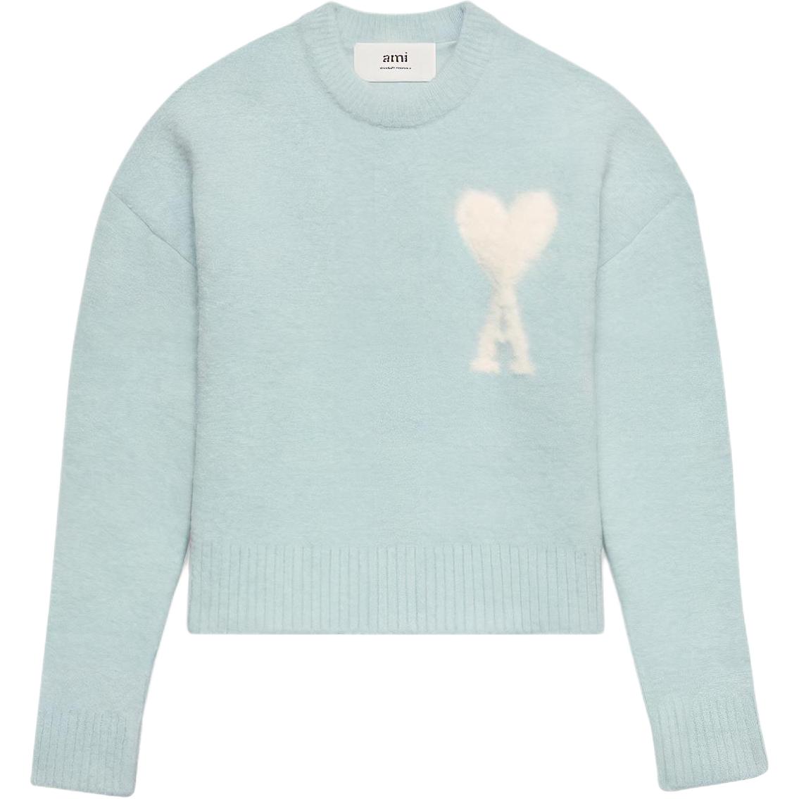 Ami Paris AMIPARIS Unisex Cloud Sweater with Heart Print Crewneck Long Sleeve H23UKS025KN0032