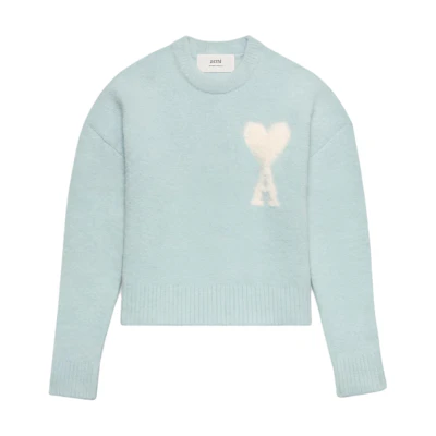 Ami Paris AMIPARIS Unisex Cloud Sweater with Heart Print Crewneck Long Sleeve H23UKS025KN0032