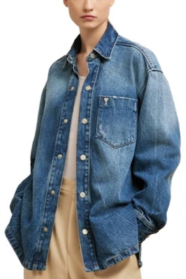 Ami Paris AMIPARIS 男女藍色長袖牛仔襯衫帶口袋 UJK251DE0016480 Shop Ami Paris AMIPARIS 男女藍色長袖牛仔襯衫帶口袋 UJK251DE0016480