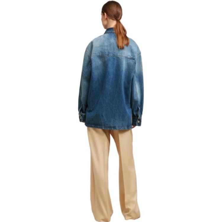 Purchase Ami Paris AMIPARIS 男女藍色長袖牛仔襯衫帶口袋 UJK251DE0016480