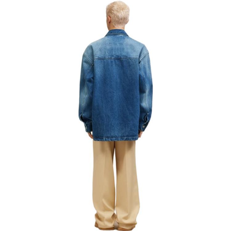 Details for Ami Paris AMIPARIS 男女藍色長袖牛仔襯衫帶口袋 UJK251DE0016480