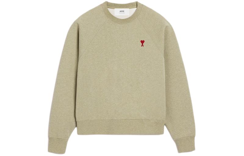Ami Paris AMIPARIS Unisex Green Crewneck Heart Embroidery Cotton Long Sleeve Sweatshirt USW005747-366 圖 2