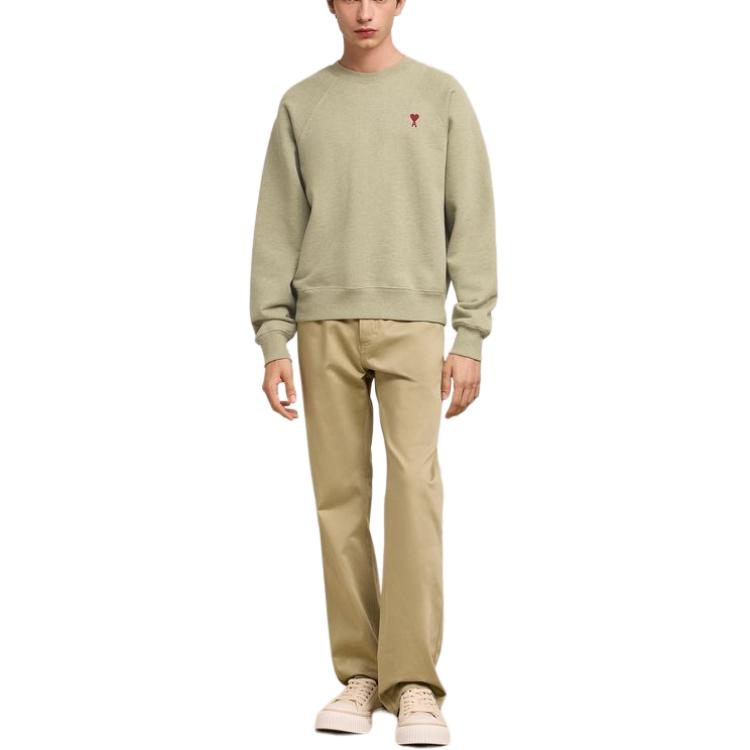 Ami Paris AMIPARIS Unisex Green Crewneck Heart Embroidery Cotton Long Sleeve Sweatshirt USW005747-366 圖 3