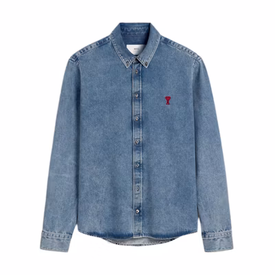 Ami Paris AMIPARIS Unisex Indigo Embroidered Collar Long-Sleeve Shirt USH063DE0056-480