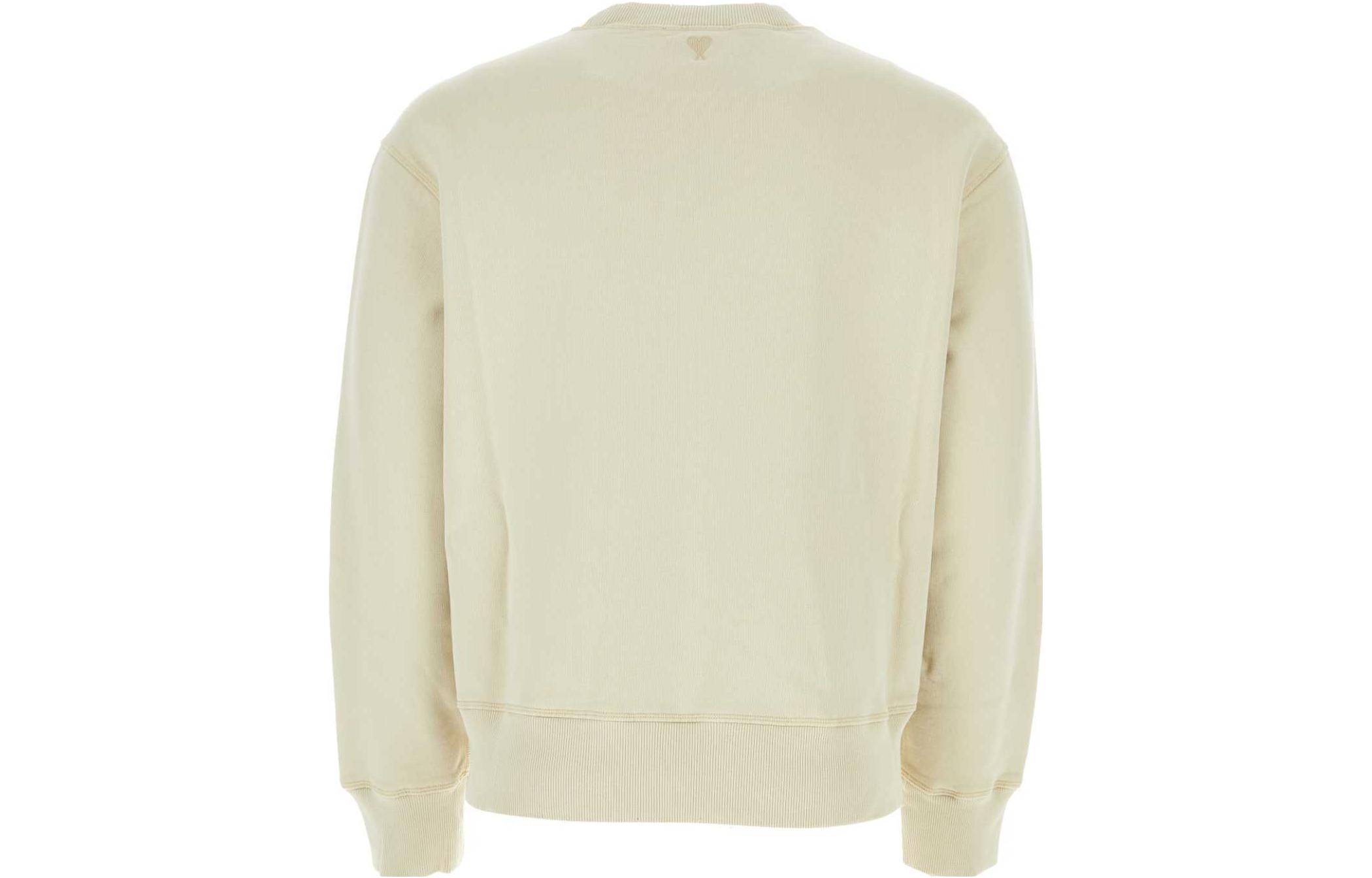 Lookbook Ami Paris 男女通用寬鬆長袖連帽衛衣 米色 USW016JE0052-185