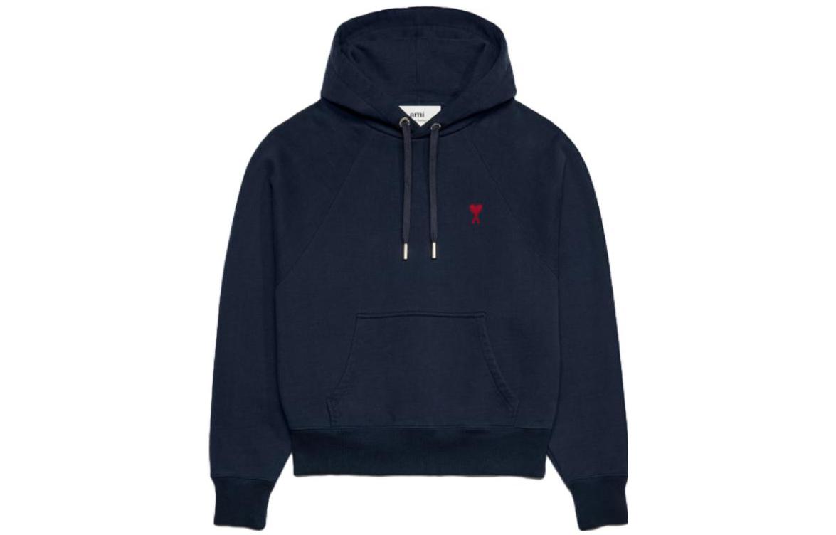 Ami Paris AMIPARIS Unisex Oversized Embroidered Hoodie in Azure Blue. USW205.747-1