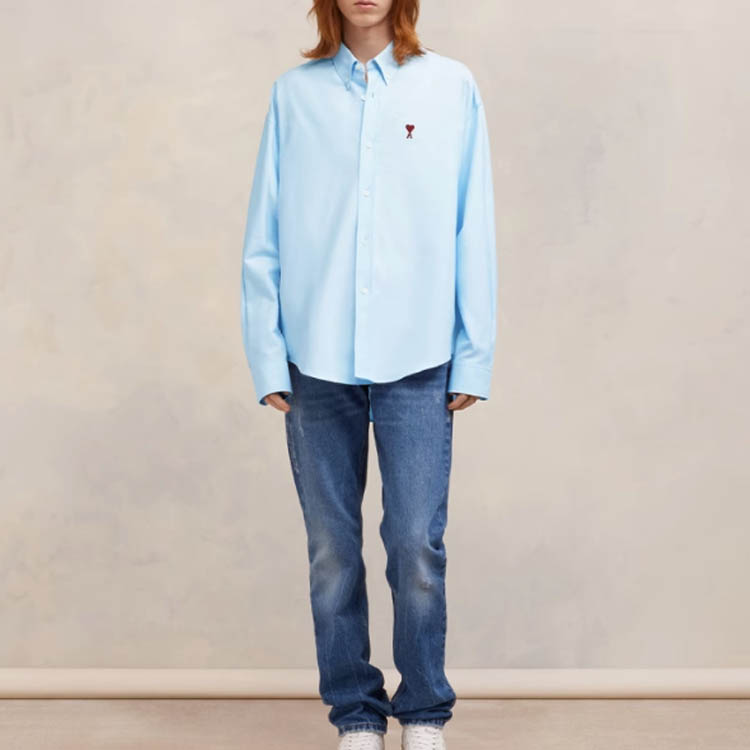 Details for 아미파리스 유니섹스 레드 하트 오버사이즈 캐주얼 셔츠. BFUSH130CO00311-450